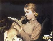 Charles Barber Girl Reading with Pug oil painting picture wholesale